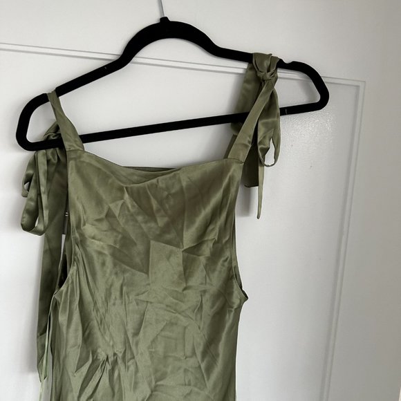 NWT Reformation Aden Silk Midi Slip Dress SZ S Artichoke Shoulder Tie Straps - Picture 8 of 10